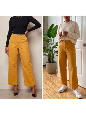 Women's ModCloth Mustard Wide Leg Pants Size 8 High Waisted Colette Sailor